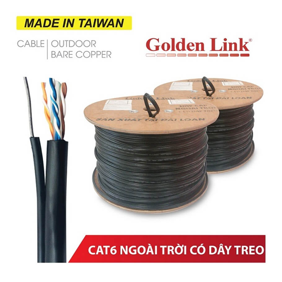Cáp mạng Cat6 UTP ngoài trời Golden Link PE-CAT6BC-M